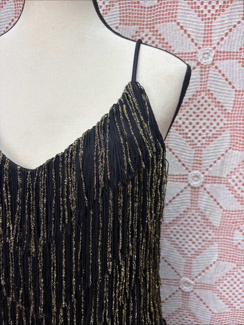 Vintage Collections by JS Black & Gold Fringe Dress - Picture 3 of 12